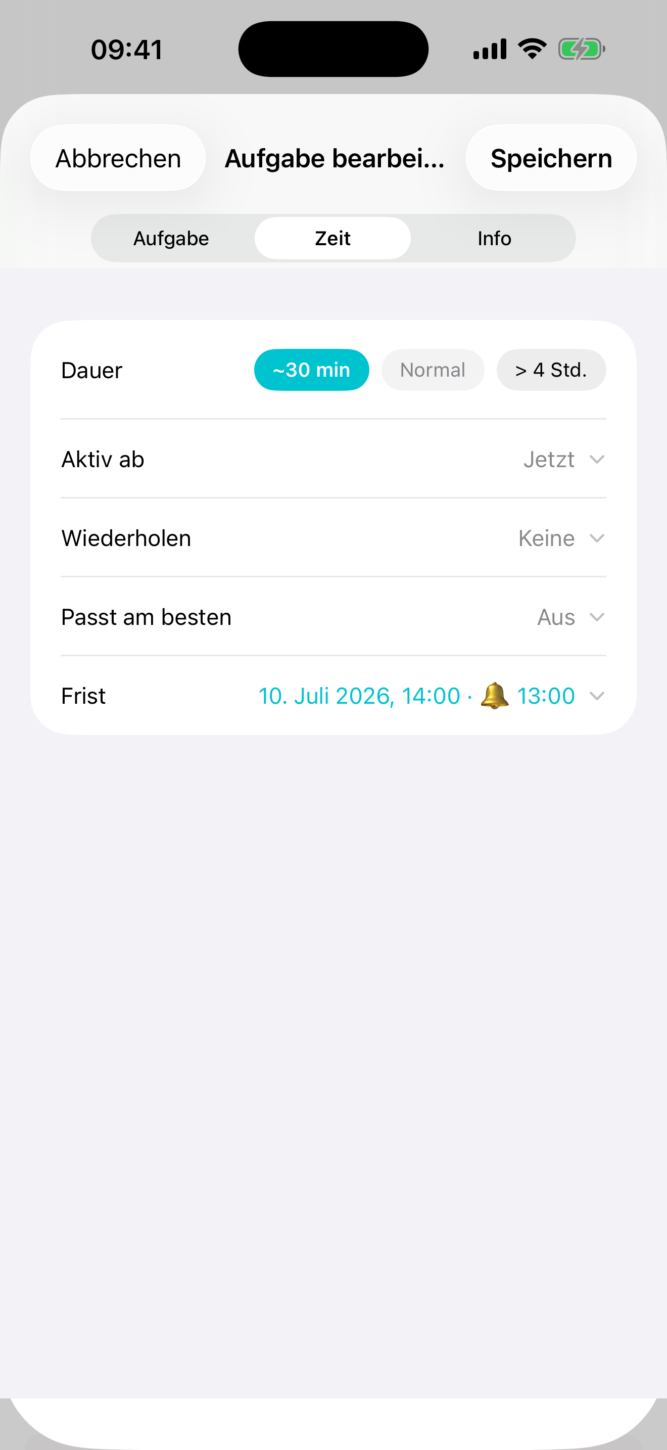 Einstellungen: der Weg zu Importe → Erinnerungen