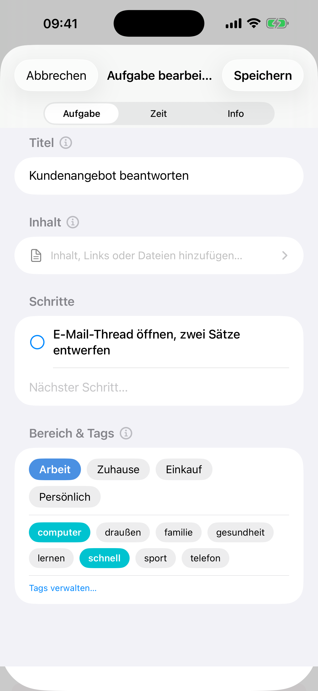 Tasks tab quarterly recurring